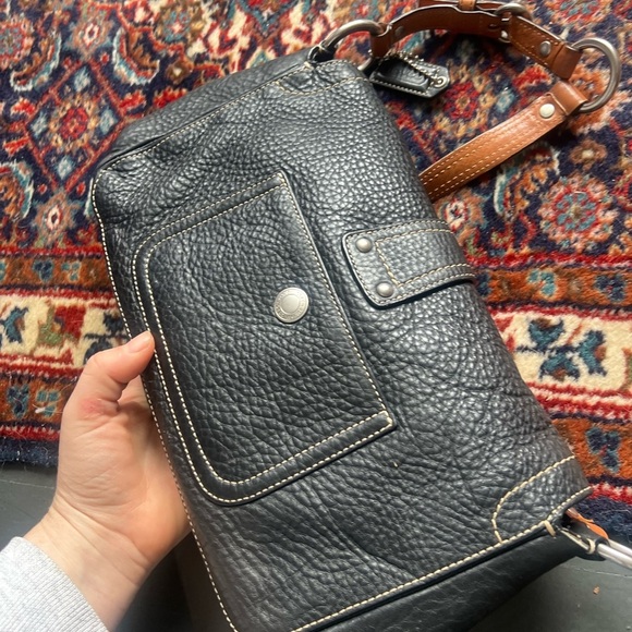 Coach Chelsea Pebbled Black Leather Field Tote Shoulder Bag Purse - Picture 3 of 4